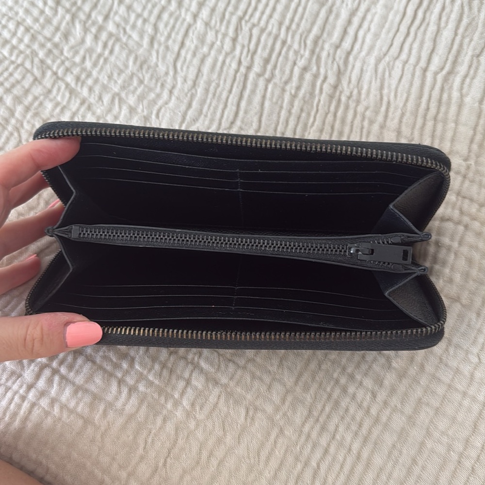 Black YSL Monogram Large Flap Wallet in Grained Leather - Picture 3 of 6